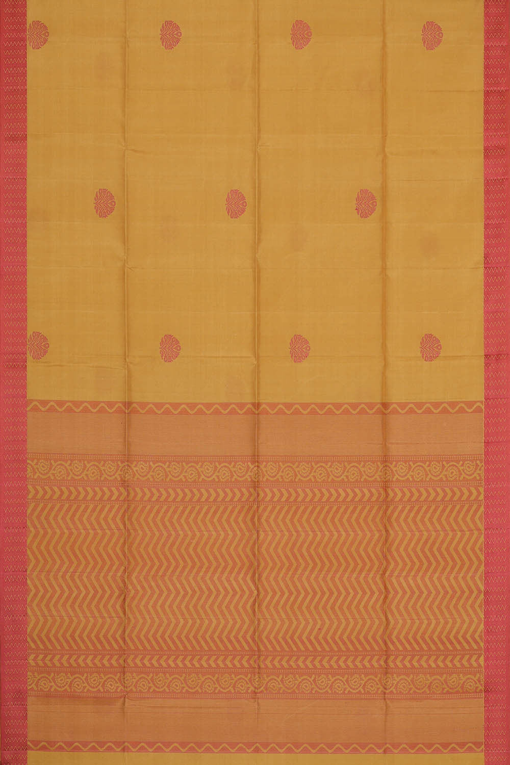 Image of Creamy Yellow Silk Saree